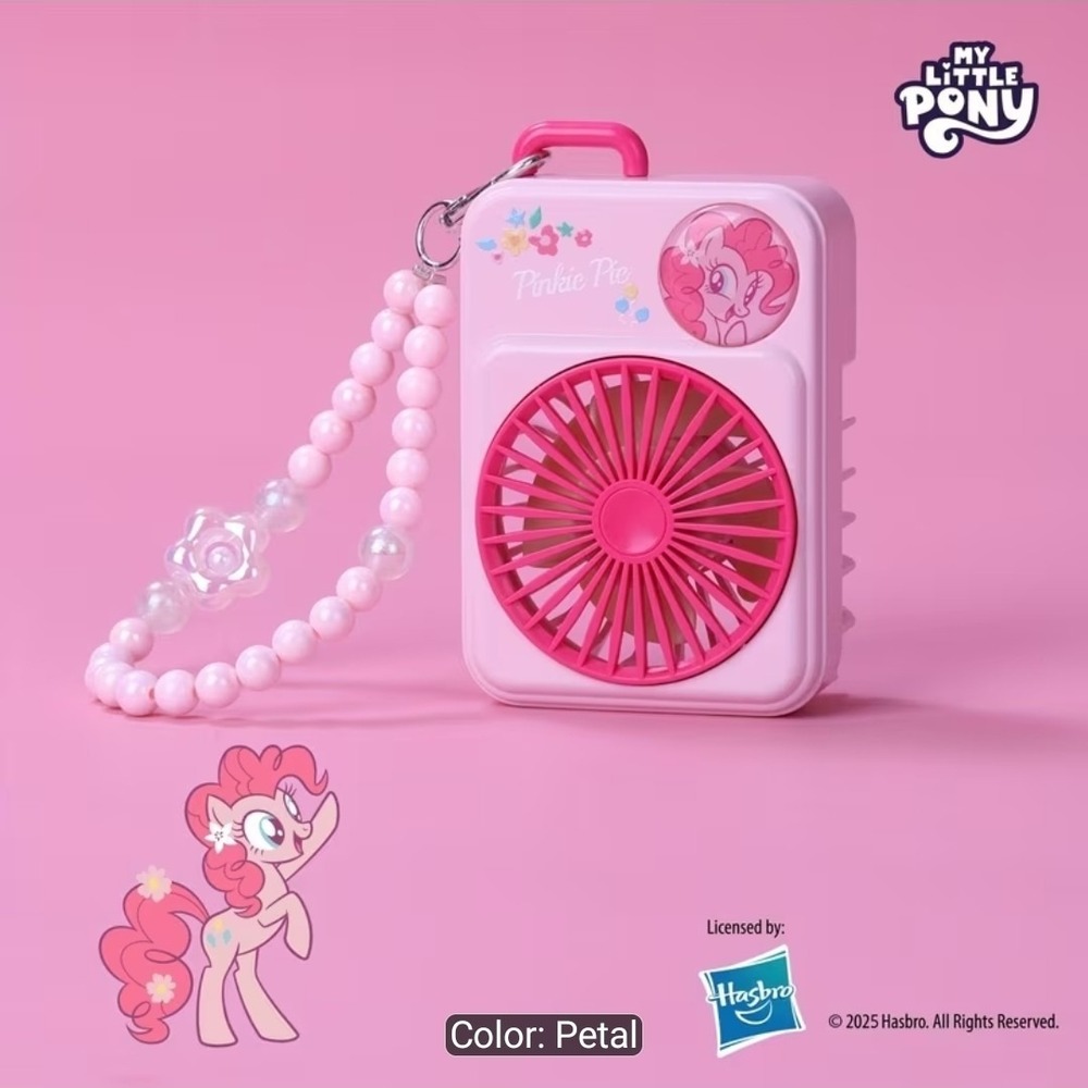 My Little Pony Flower Bead Chain Mini Fan Portable Handheld MLP PINKIE PIE Pink